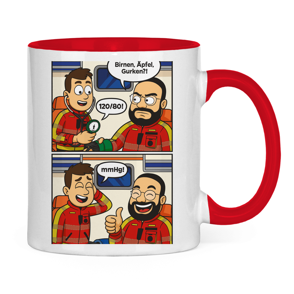 Tasse zweifarbig Birnen,Gurken,Äpfel