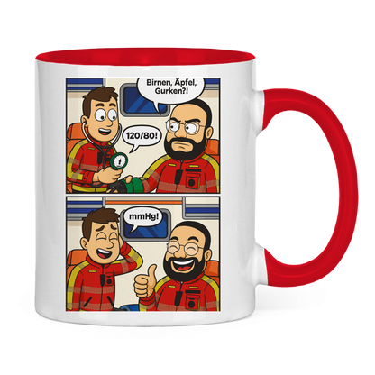 Tasse zweifarbig Birnen,Gurken,Äpfel