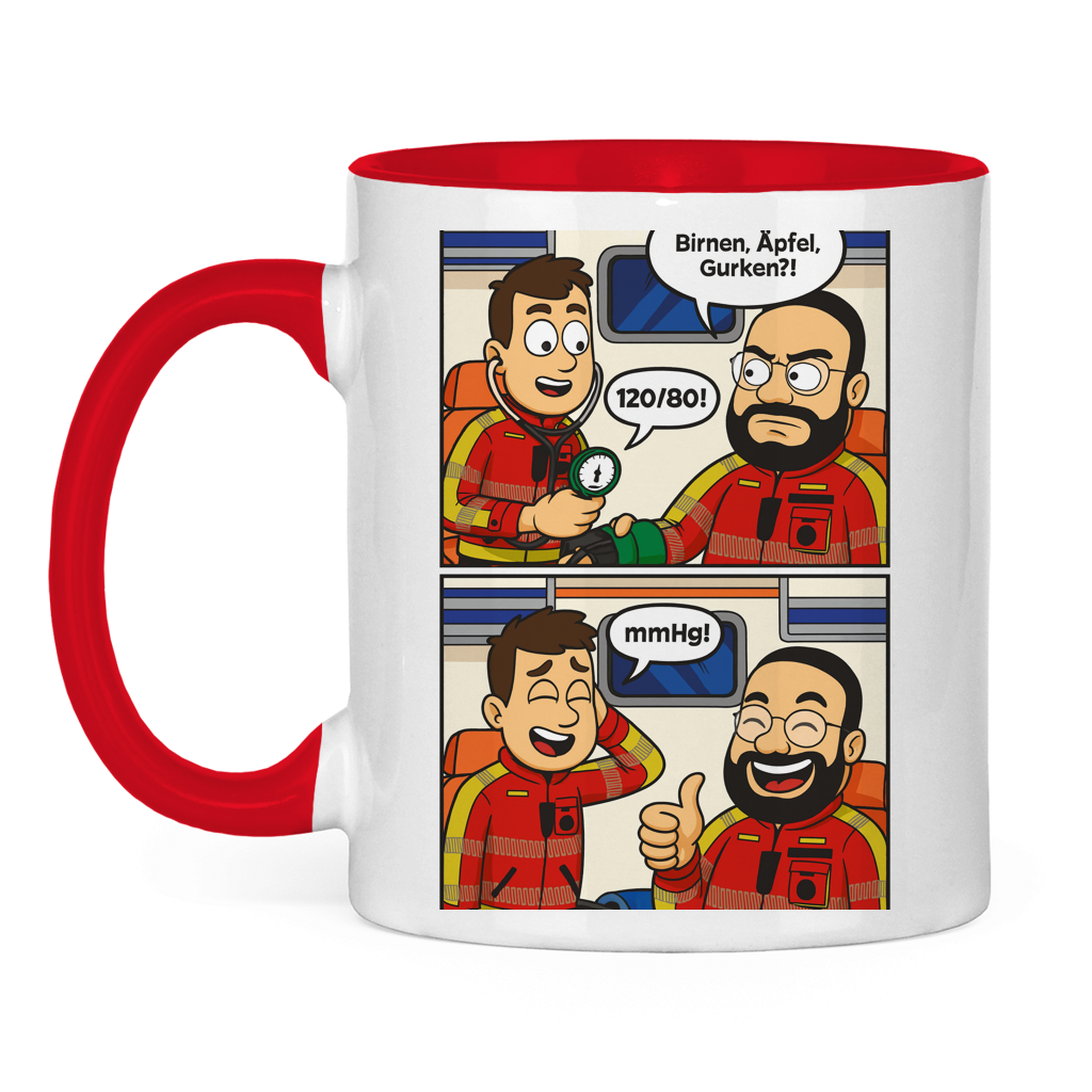 Tasse zweifarbig Birnen,Gurken,Äpfel