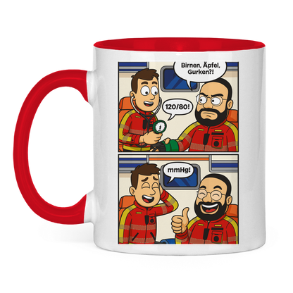 Tasse zweifarbig Birnen,Gurken,Äpfel