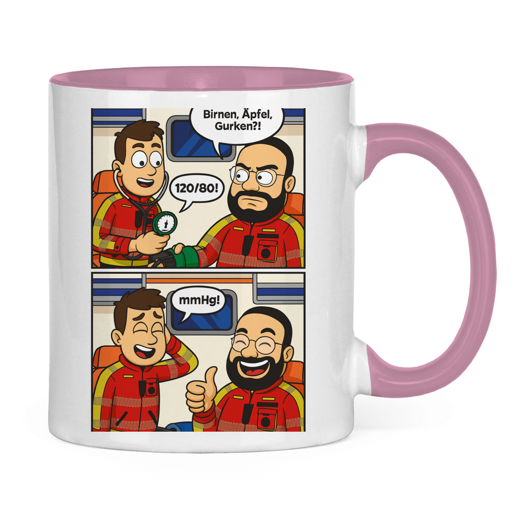 Tasse zweifarbig Birnen,Gurken,Äpfel