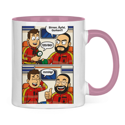 Tasse zweifarbig Birnen,Gurken,Äpfel