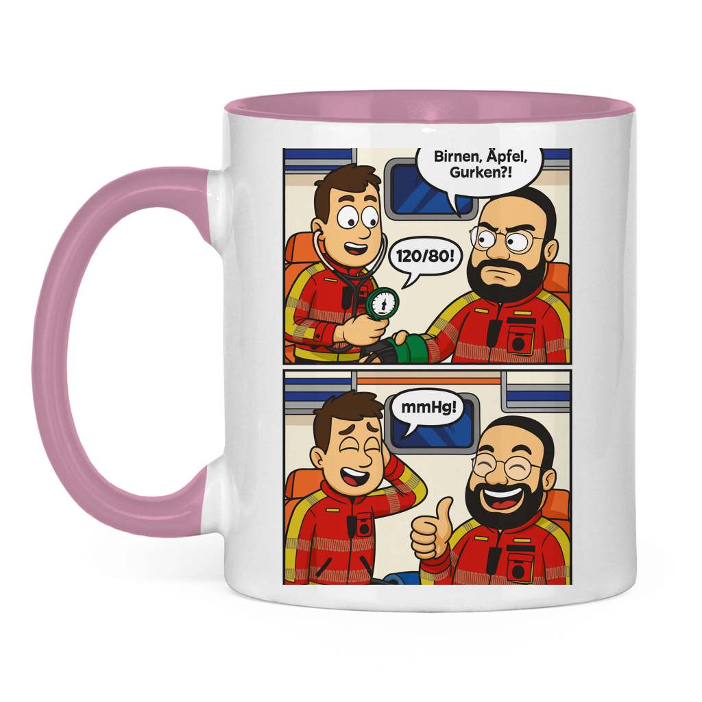 Tasse zweifarbig Birnen,Gurken,Äpfel