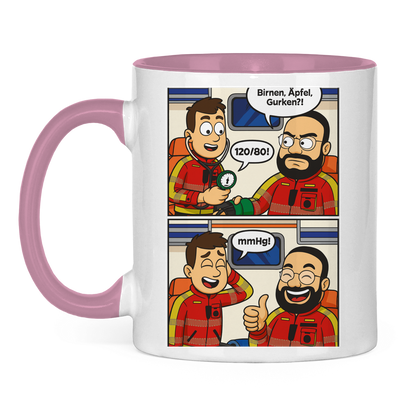 Tasse zweifarbig Birnen,Gurken,Äpfel