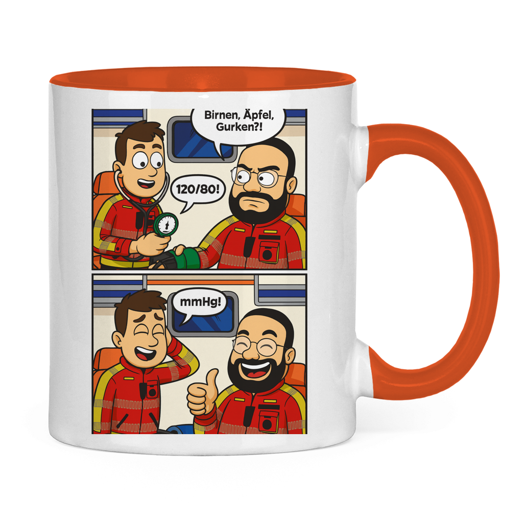 Tasse zweifarbig Birnen,Gurken,Äpfel