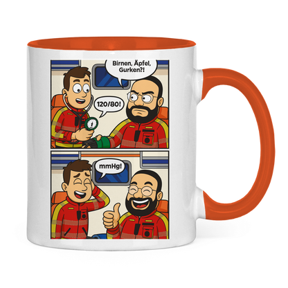 Tasse zweifarbig Birnen,Gurken,Äpfel