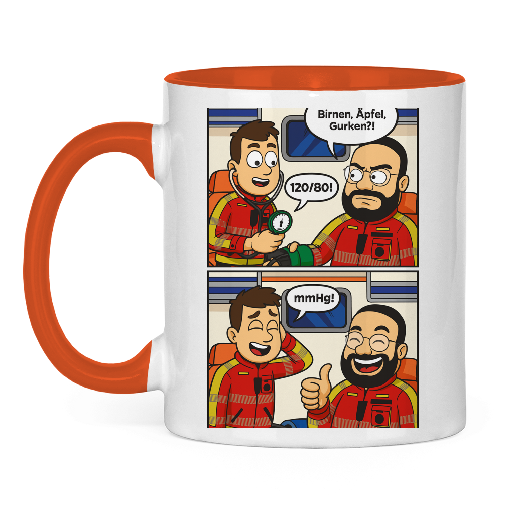 Tasse zweifarbig Birnen,Gurken,Äpfel