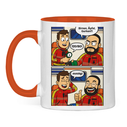 Tasse zweifarbig Birnen,Gurken,Äpfel