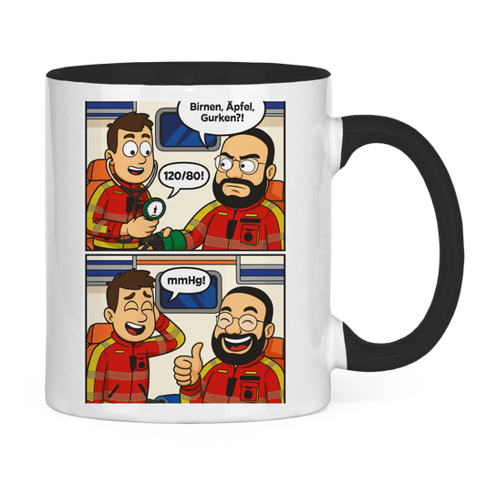 Tasse zweifarbig Birnen,Gurken,Äpfel