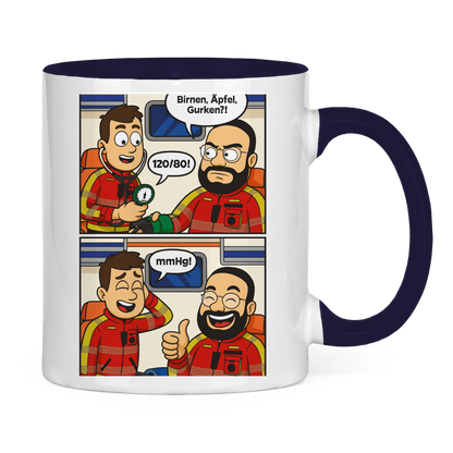 Tasse zweifarbig Birnen,Gurken,Äpfel