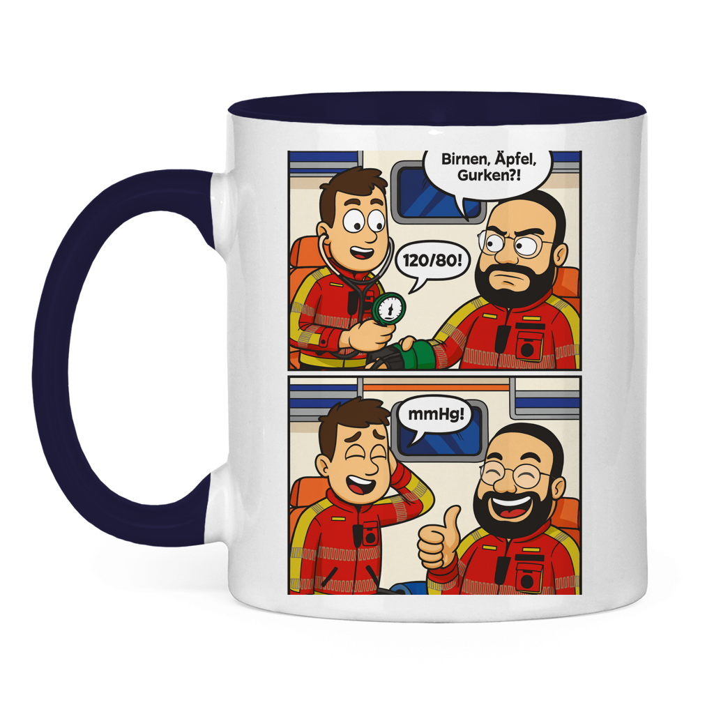 Tasse zweifarbig Birnen,Gurken,Äpfel